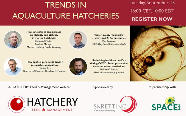 Join our webinar Trends in Aquaculture Hatcheries - September 15