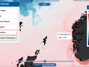 Worldwide satellite ocean data map to monitor water conditions