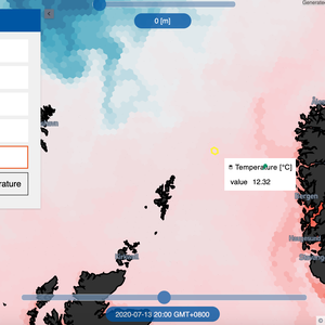 Worldwide satellite ocean data map to monitor water conditions