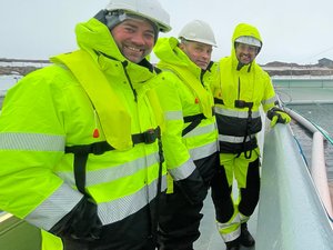 From left to right_project manager Tom Christian Dahl (Cflow) CMO Gunnar Hoff (Cflow) and project director Jostein Nilssen (Andfjord Salmon) Photo by Cflow