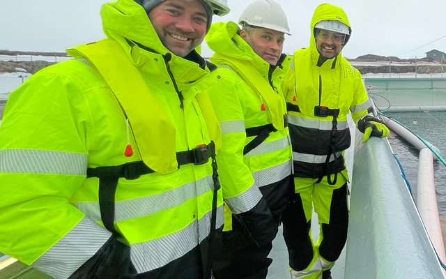 From left to right_project manager Tom Christian Dahl (Cflow) CMO Gunnar Hoff (Cflow) and project director Jostein Nilssen (Andfjord Salmon) Photo by Cflow