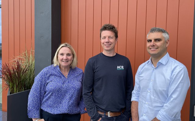 L R Ace Aquatec Chief Sales and Marketing Officer, Tara Mcgregor-Woodhams, CEO Nathan-Pyne Carter & EMEA Sales & Partnership Manager Costa Skotidas